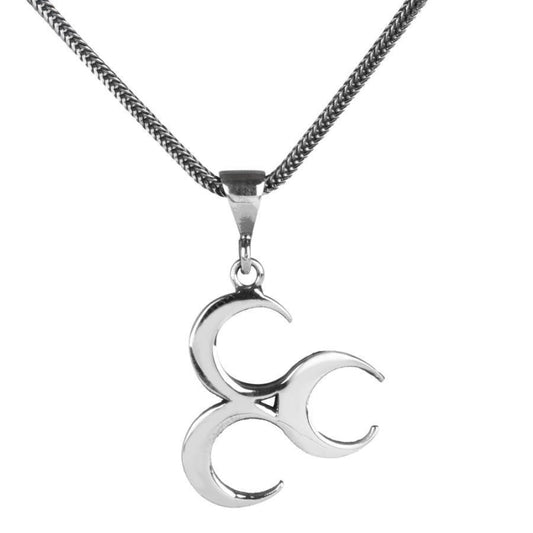 Three crescent men's silver necklace