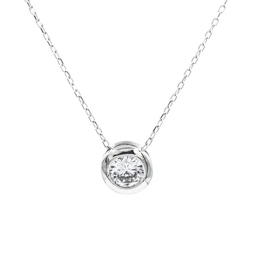 Single Stone Woman 925 Sterling Silver Necklace