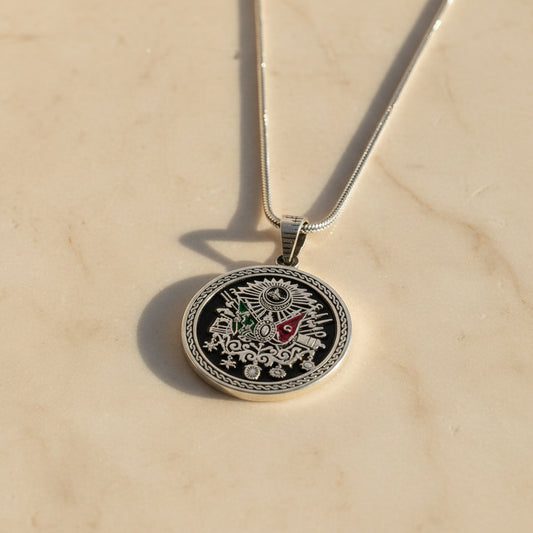 Osmanlı Armalı Büyük Erkek Gümüş Kolye