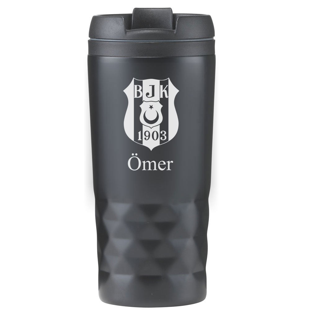 Cup thermos noir nommé personnalisé nommé