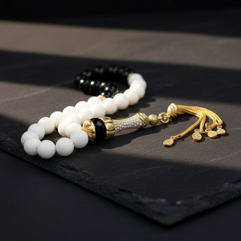 925 Sterling Silver Sedef Onyx Stone Rosary