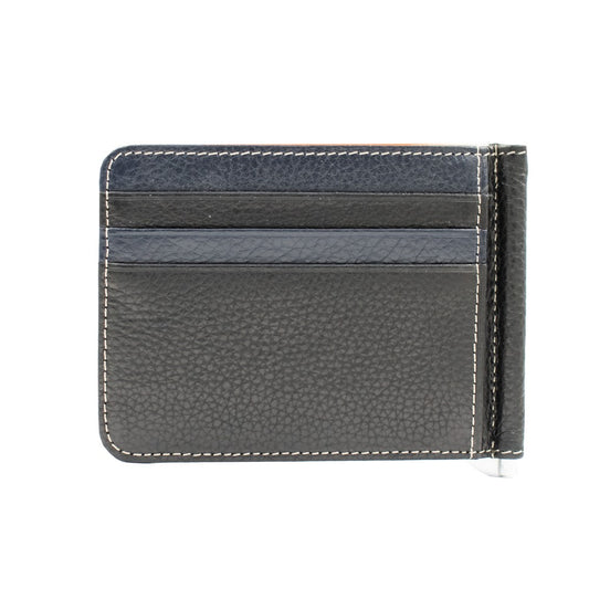 Black Blue Real Leather Card Holder Wallet
