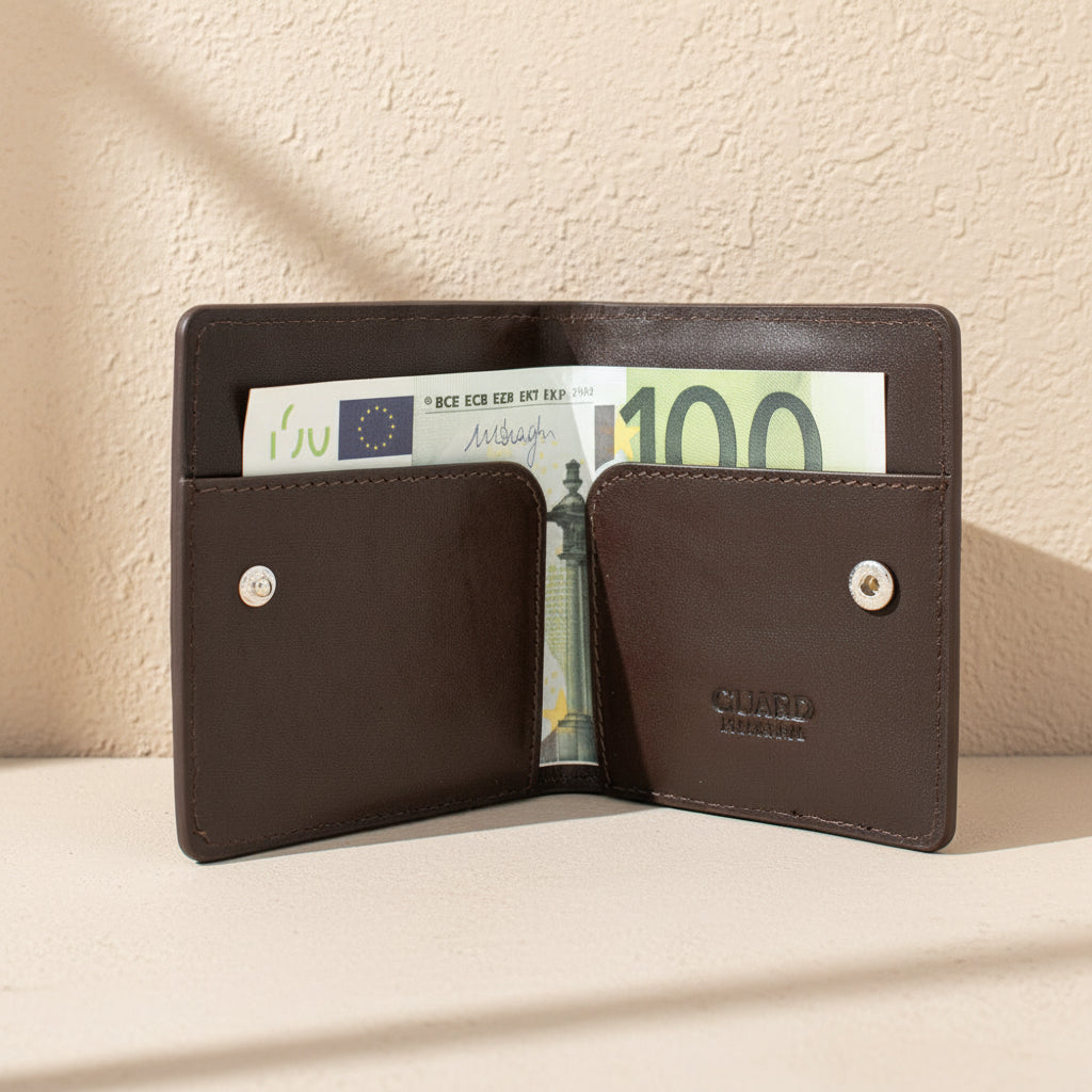Braided real leather business card wallet