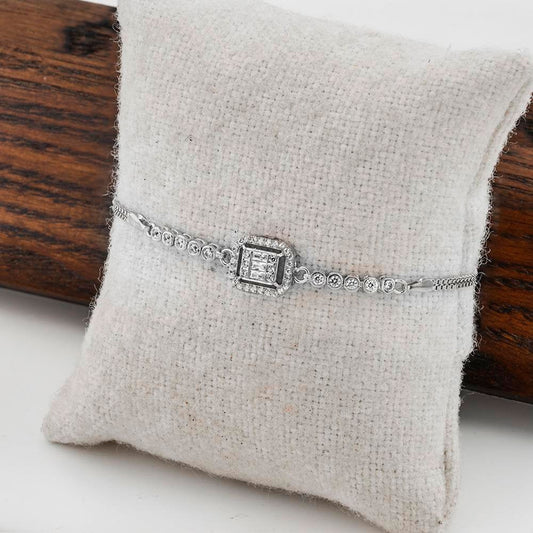 Silver Bracelet with Baguette Stone