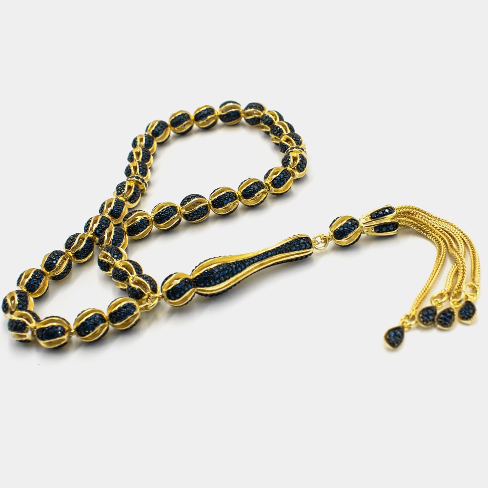 Zircon Stone 925 Sterling Silver Gold Coaling Tesbih