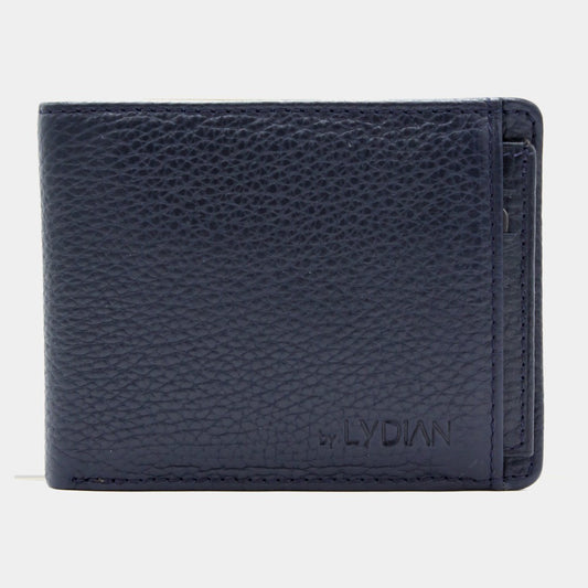 Hidden Card Part Navy blue leather wallet