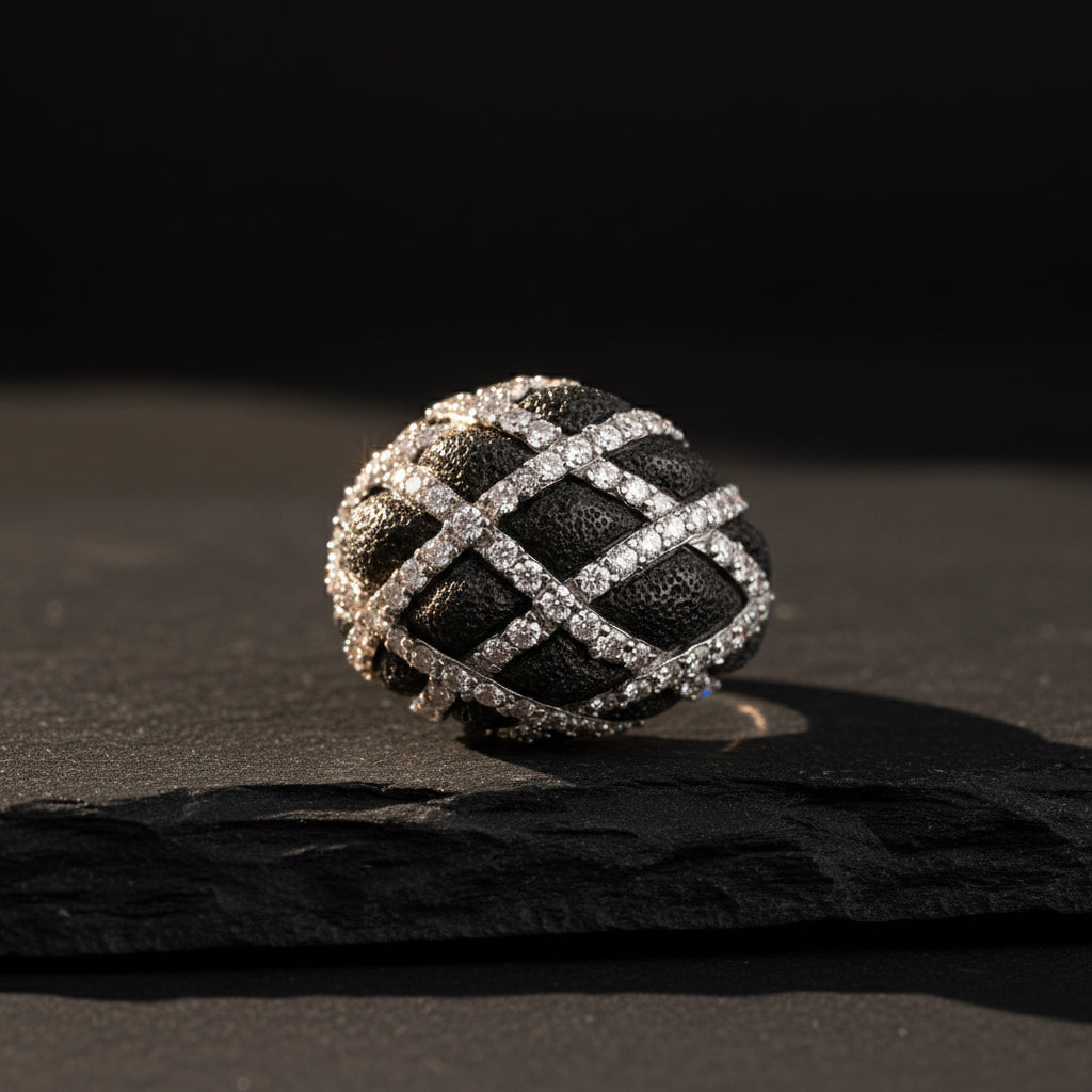 Anneau d'argent à motifs pour dames