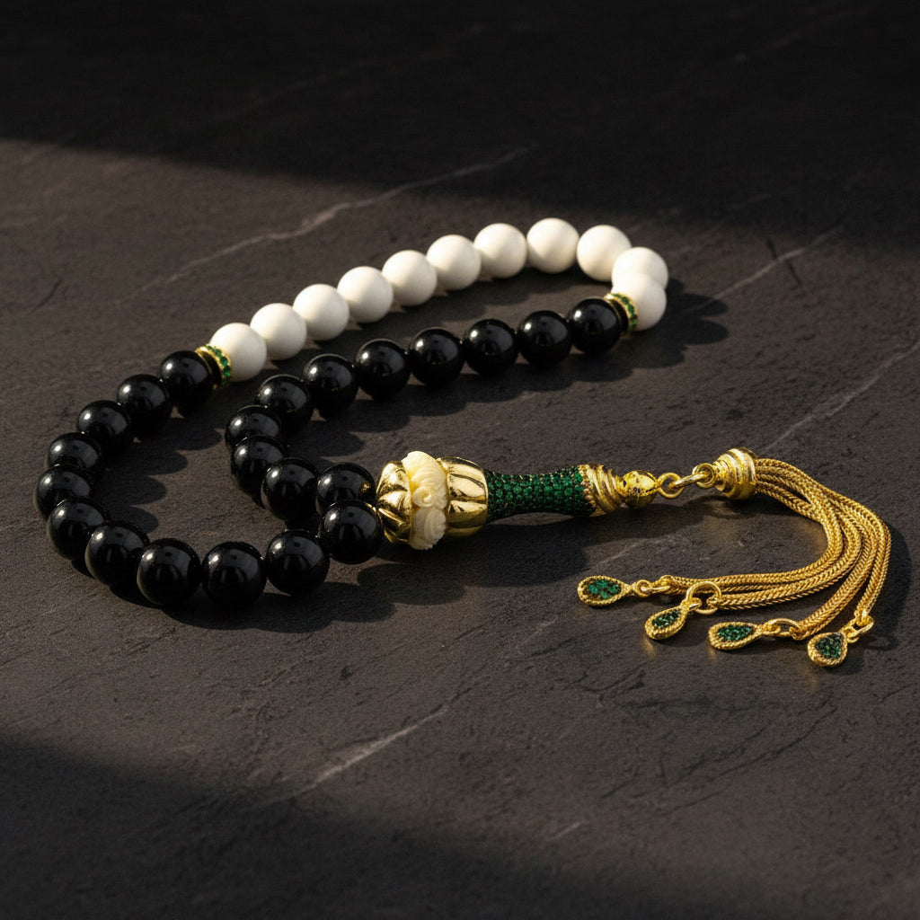 925 Ayar Gümüş Oniks Taşlı Tesbih