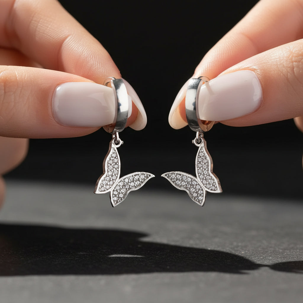 925 Sterling Silber Ohrringe mit Schmetterlingsmotiv