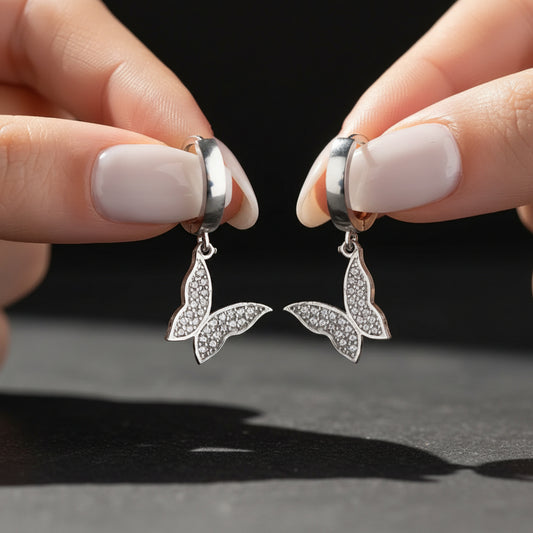 925 Sterling Silber Ohrringe mit Schmetterlingsmotiv