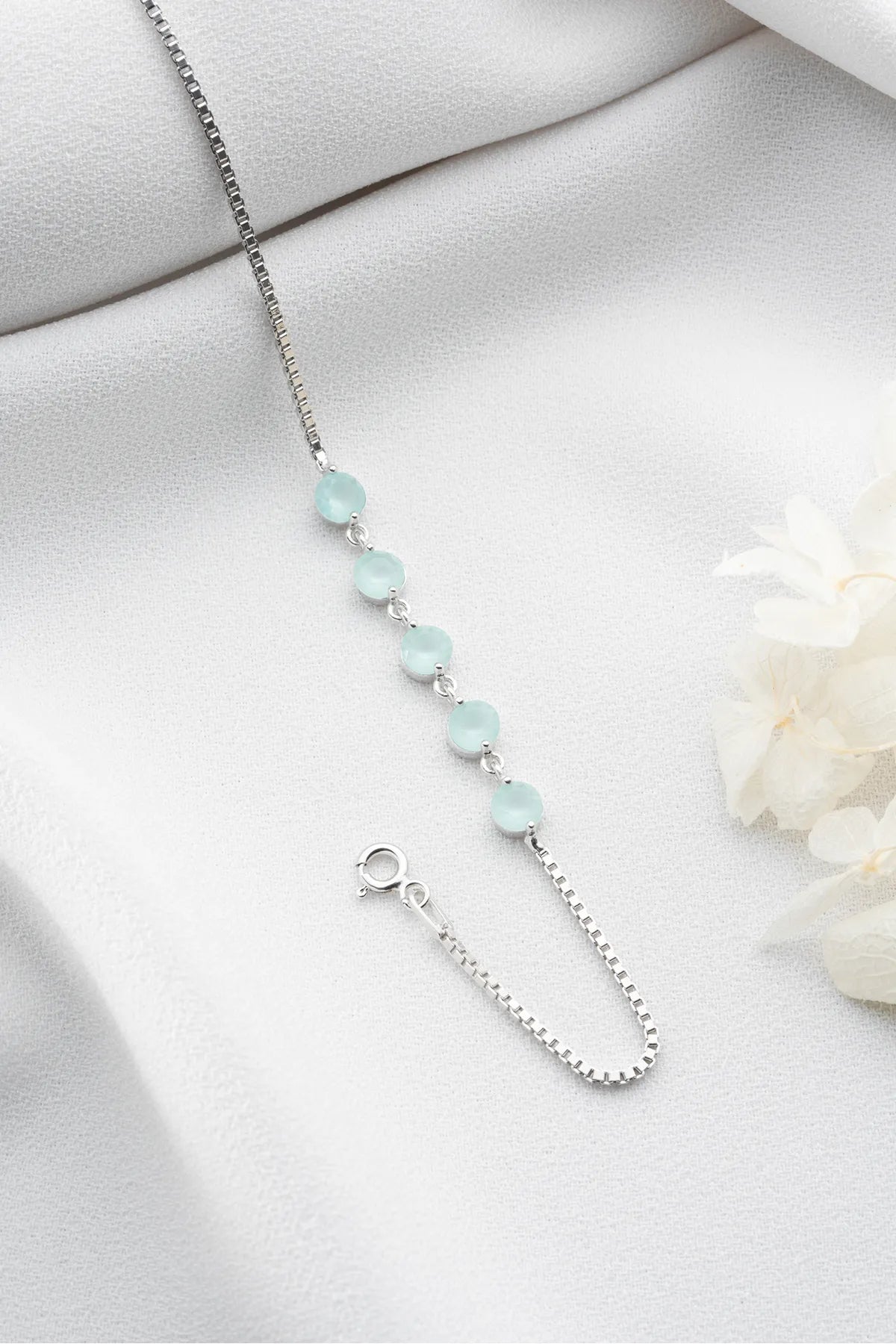 Aqua Glow 925 Sterling Silver Bracelet