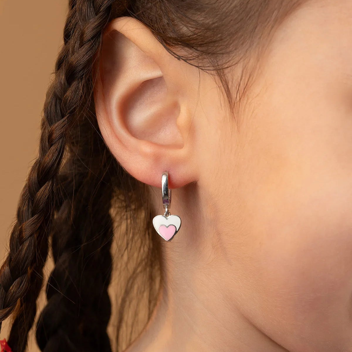 925 Sterling Silver Child Heart Earrings