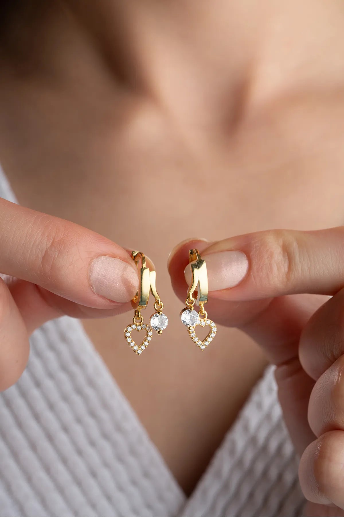 Double Heart Glow - 925 Sterling Silver Earrings
