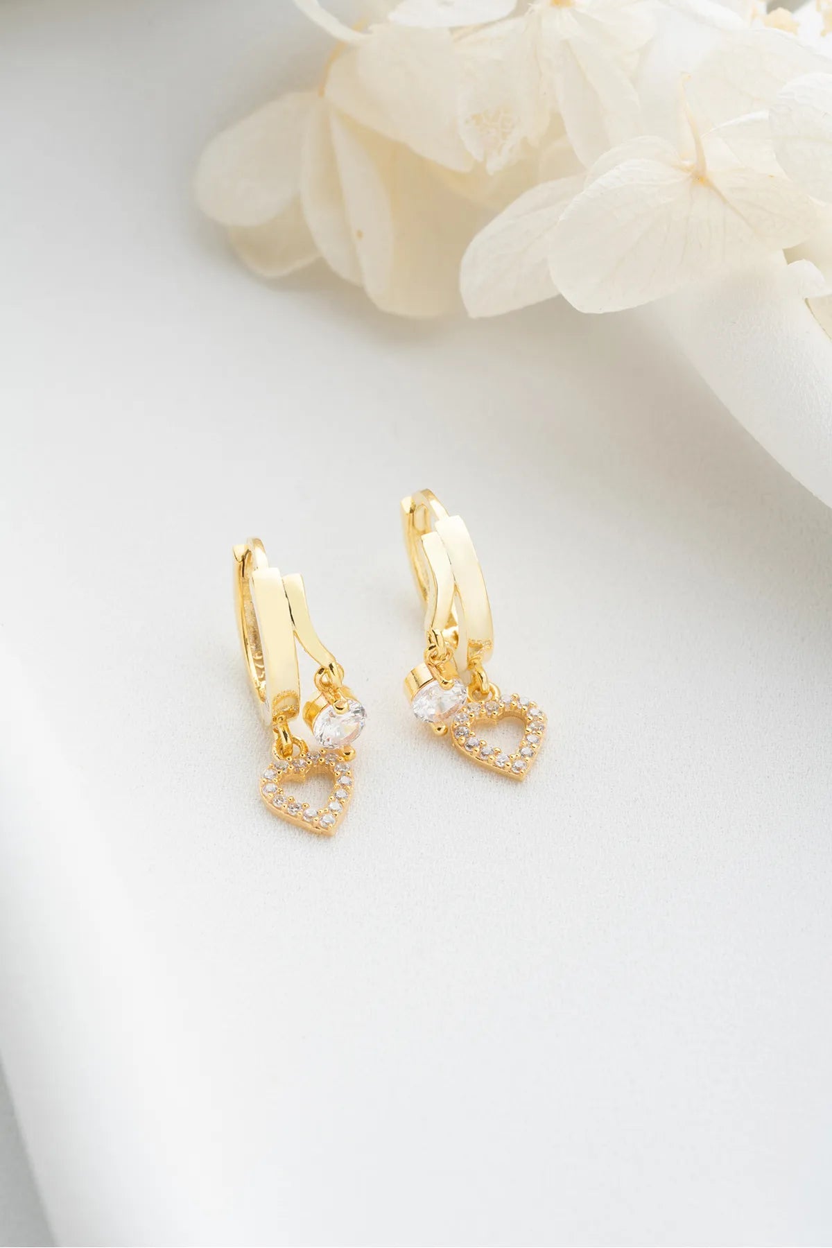 Boucles d'oreilles en argent sterling à double coeur - 925