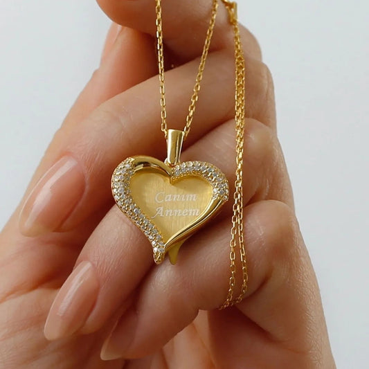 Anneler Günü Kişiye Özel Kalp İsim Kolye