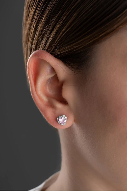 Cœur rose - 925 boucles d'oreilles en argent sterling