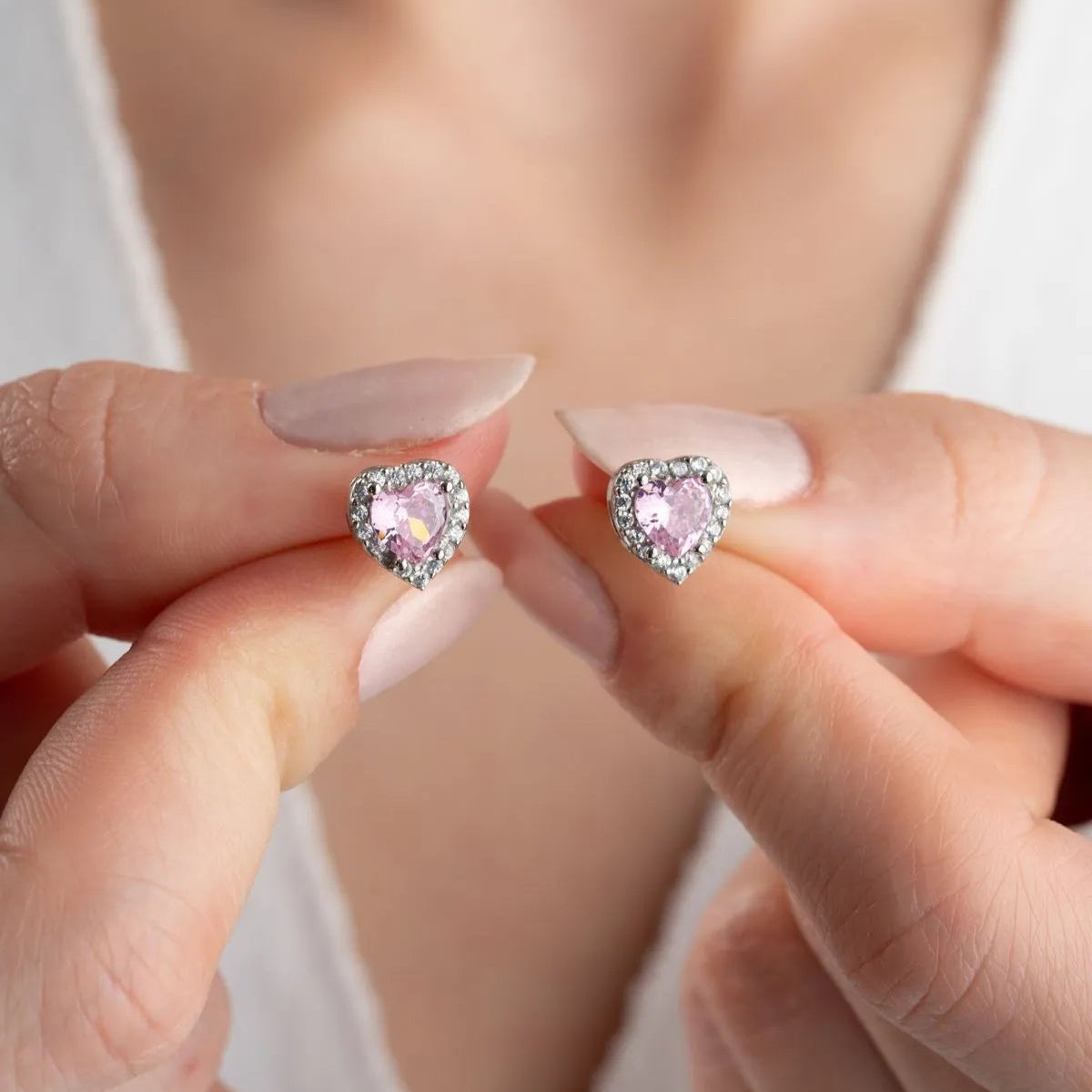 Pink Heart – 925 Ayar Gümüş Küpe