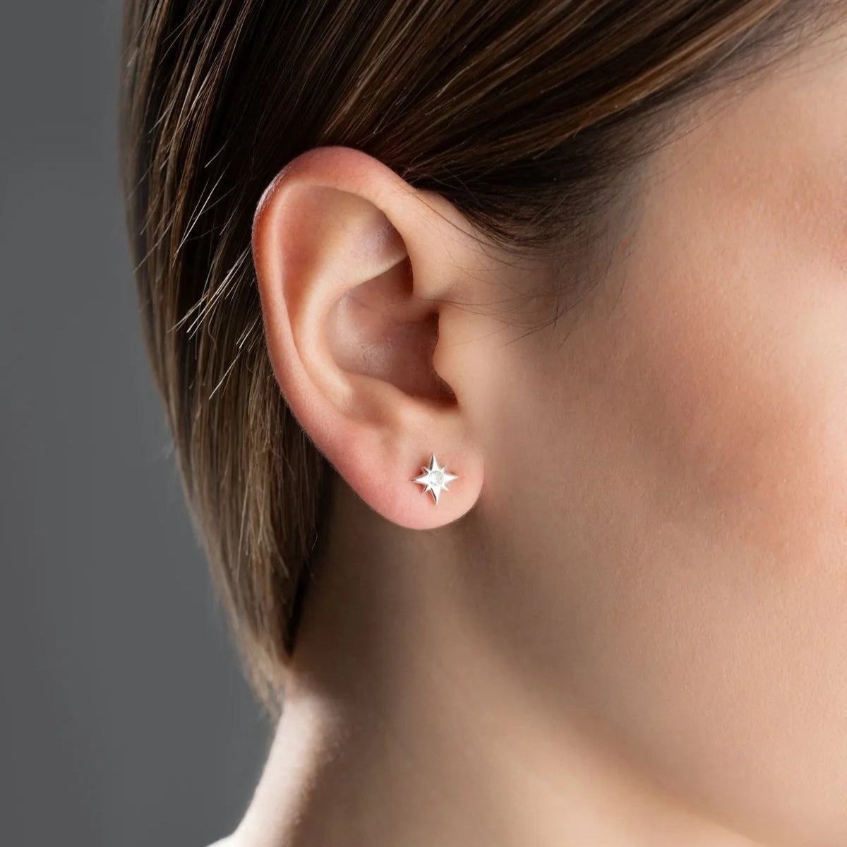 925 Boucles d'oreilles civifiantes en argent sterling en argent sterling étoile