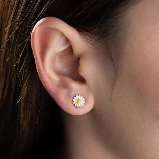 925 Sterling Silver Rose Daisy Earrings