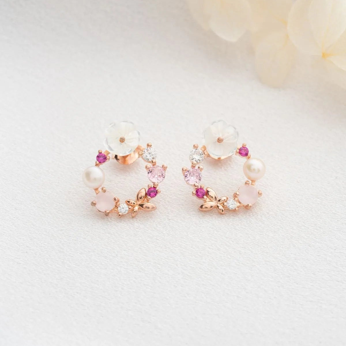 Blush Bloom - 925 boucles d'oreilles en argent sterling