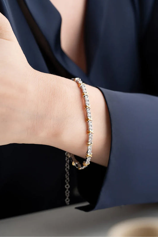 Bracelet en argent sterling au flux doré 925