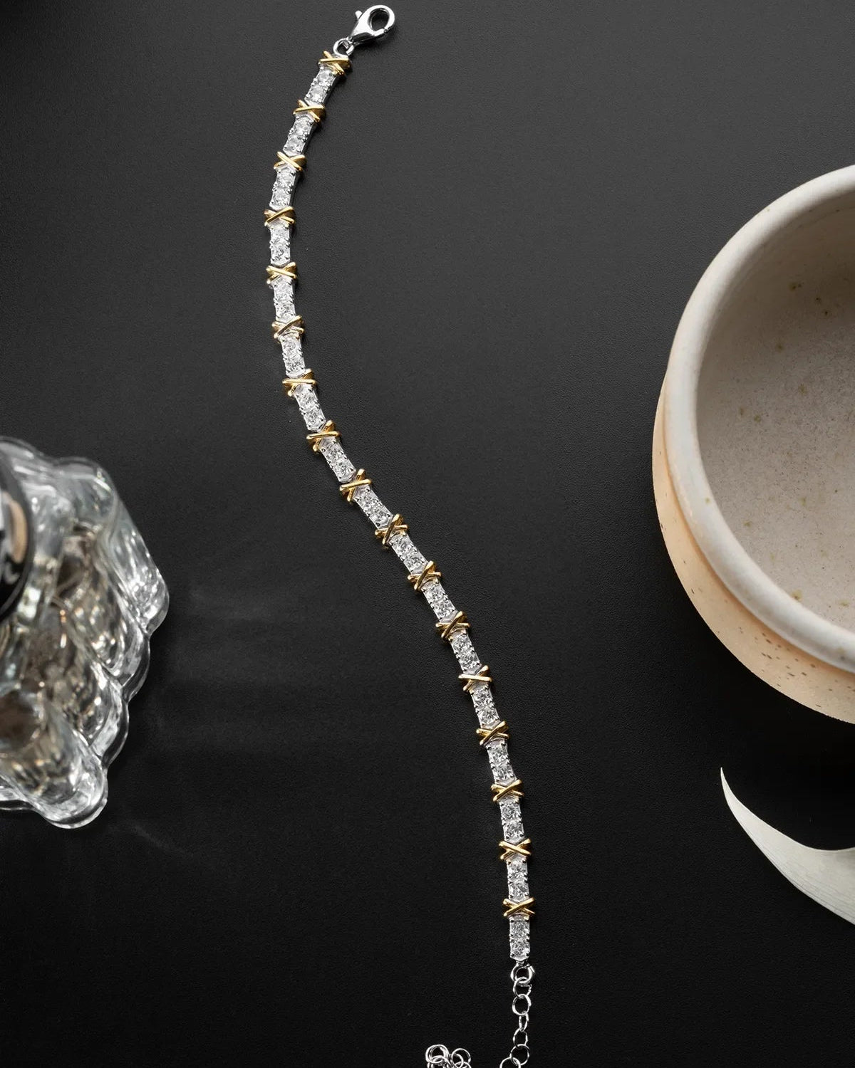 Bracelet en argent sterling au flux doré 925