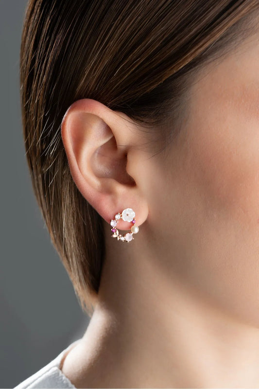 Blush Bloom - 925 boucles d'oreilles en argent sterling