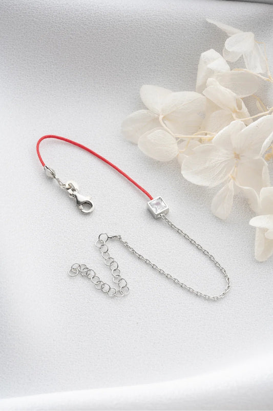 Red Spark 925 Bracelet de corde rouge en argent sterling