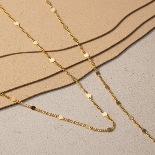 Parure Collier et Bracelet à Pastilles | Argent 925 Plaqué Or