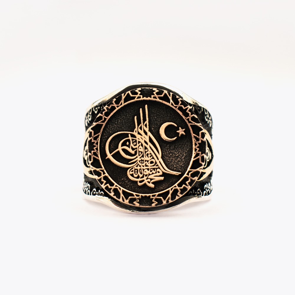 Anneau argenté de conception de natation de tuğali ottoman