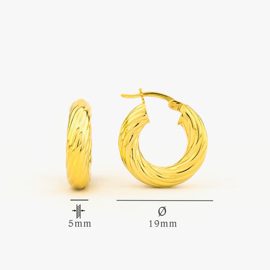 Boucles d'oreilles à bague à rayures - 925 argent sterling - 19 mm