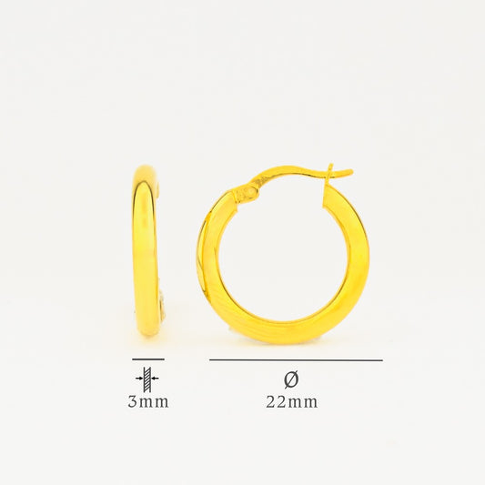 Boucles d'oreilles à anneau - 925 argent sterling - 22 mm