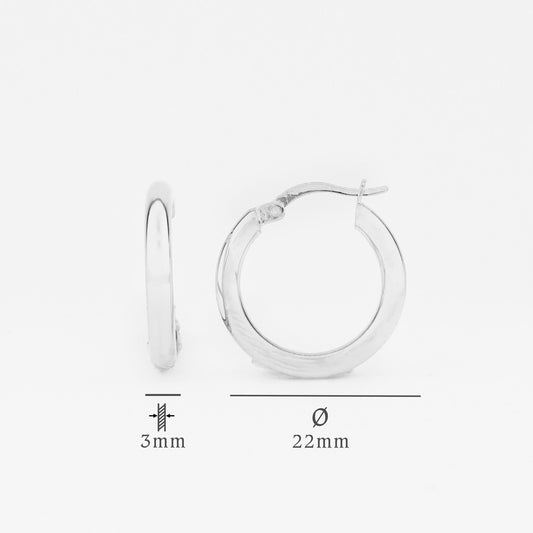 Boucles d'oreilles à anneau - 925 argent sterling - 22 mm