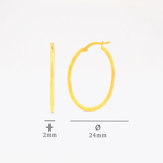 Boucles d'oreilles ovales - 925 argent sterling - 24 mm