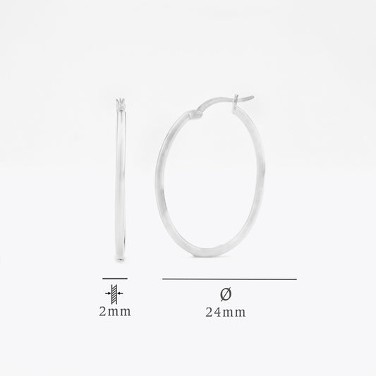 Boucles d'oreilles ovales - 925 argent sterling - 24 mm