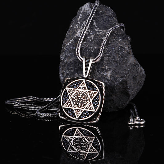 Hz. SULEYMAN SEAL mâle 925 Collier en argent sterling