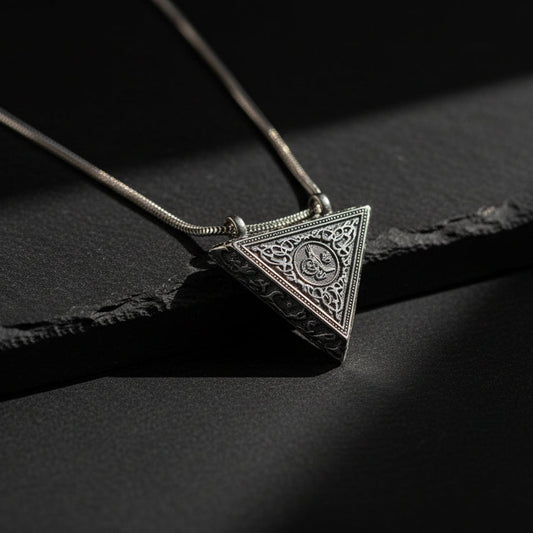 925 Ayar Gümüş Tuğralı Muska Kabı Kolye -2