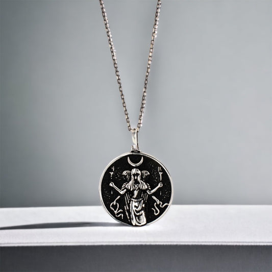 Moon Silver Medallion Necklace