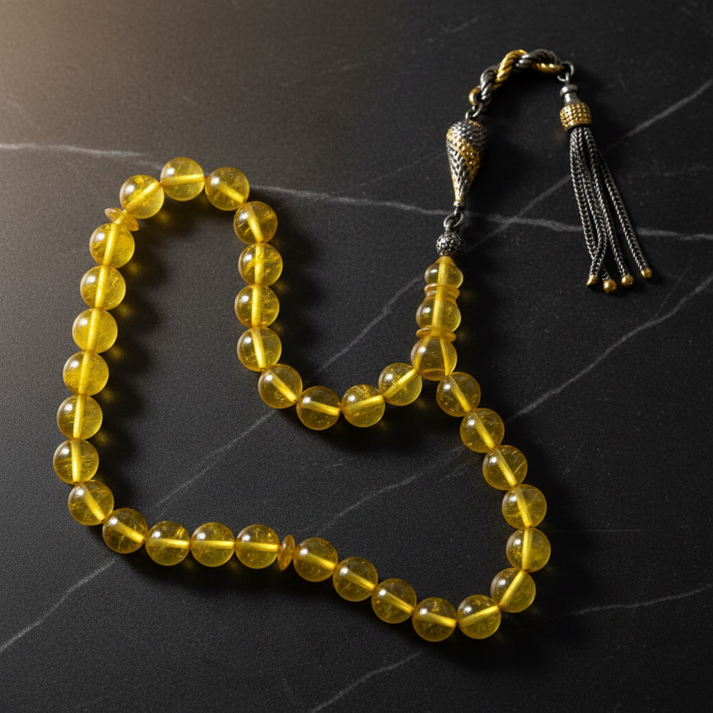 Sertifikalı Orjinal Doğal Damla Kehribar tesbih