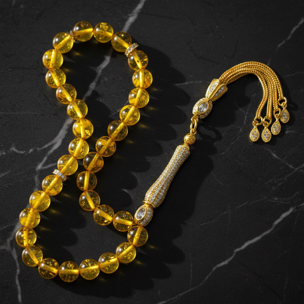 Certified natural amber rosary: pearl of unique elegance