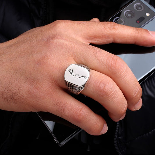 925 argent sterling sans anneau d'hommes figurés écrit