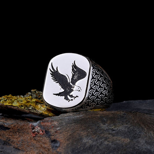 925 Anneau de motif de motif aigle en argent sterling