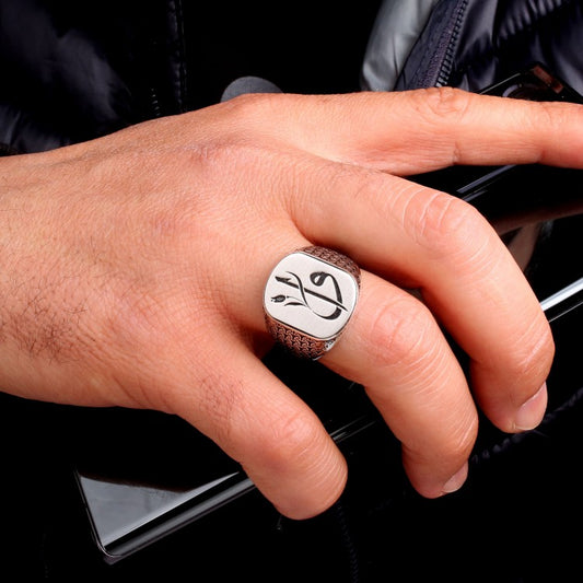 Anneau d'hommes Elif Vav avec un motif de tulipe en argent argenté 925