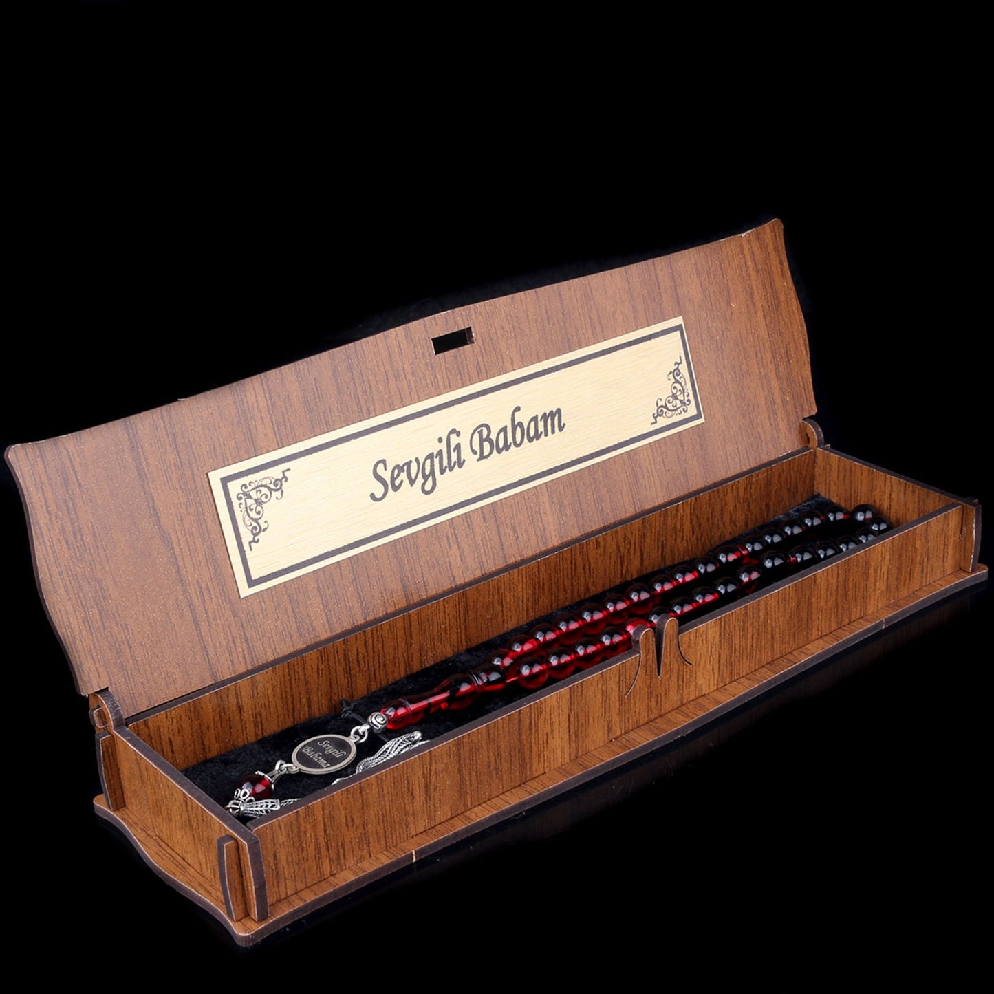 Fire amber Tesbih Isimli 925 Sterling Silver