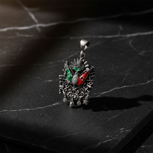 Osmanlı Arma 925 Ayar Gümüş Erkek Kolye