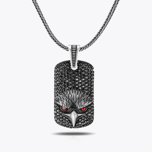 Zirkon Taşlı Kartal Tasarımlı Gümüş Kolye