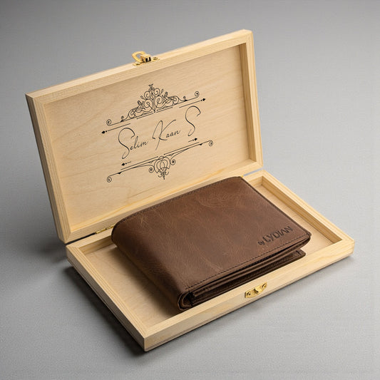 Leder Portemonnaie selbst gestalten - Braun