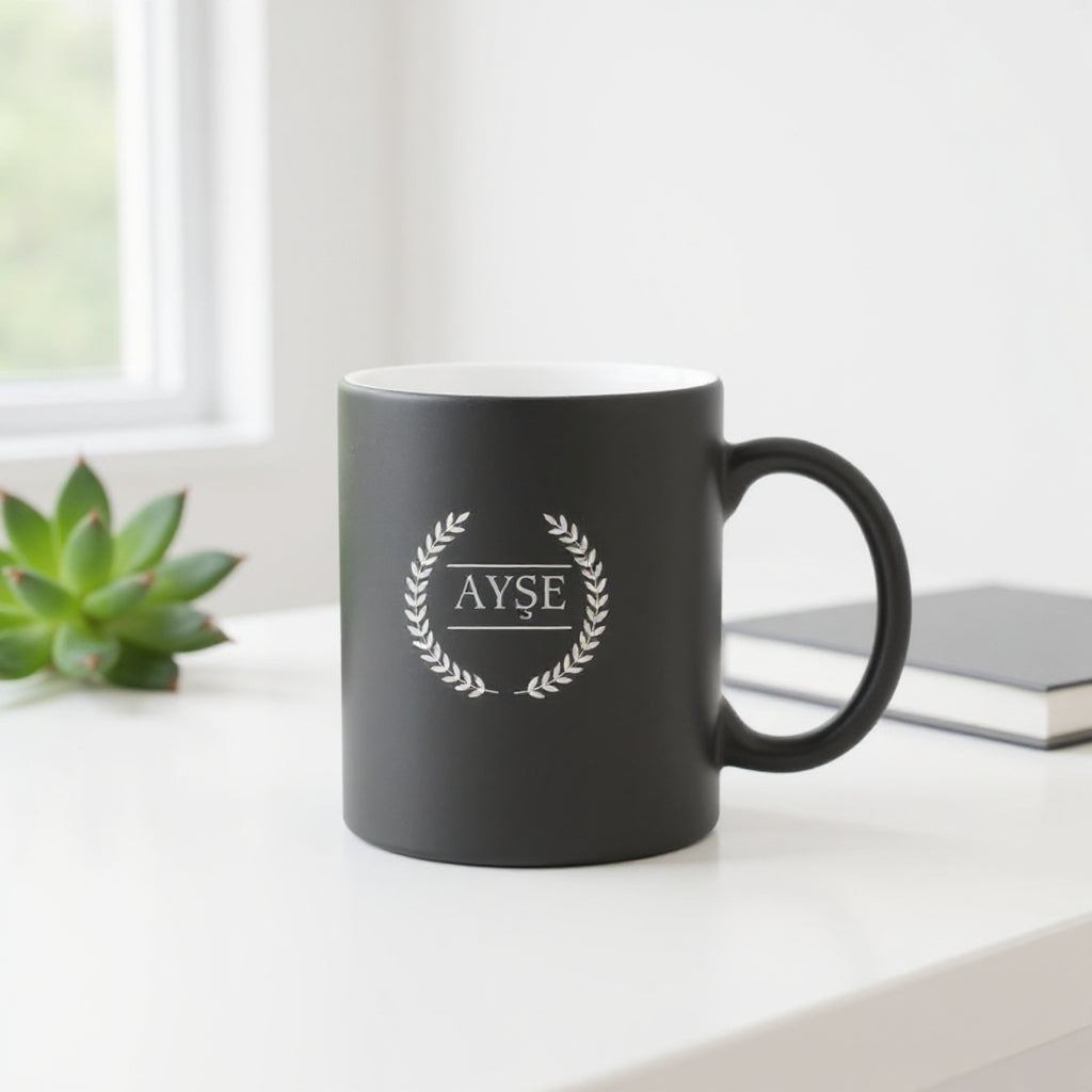 Tasse de porcelaine noire personnalisée