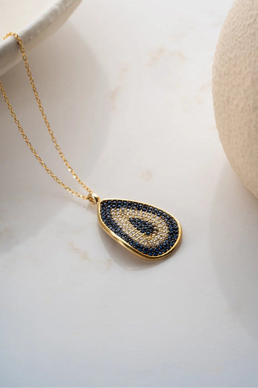 Collier Blue Aura Nazar Damla - 925 Silver Silver