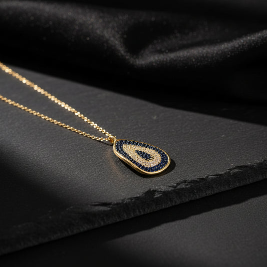 Blue Aura Nazar Damla Kolye – 925 Ayar Gümüş